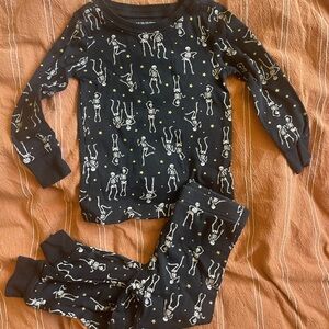 3/$10 Skeleton Print Kids Pajamas - Black